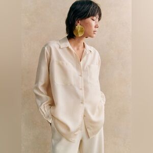 Sezane silk blouse Maxence crème NWT